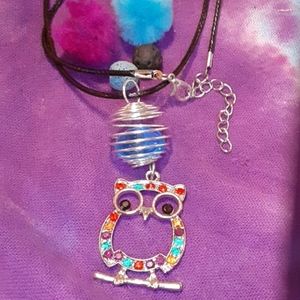 Essential oils diffuser necklace w/Owl w/ cage